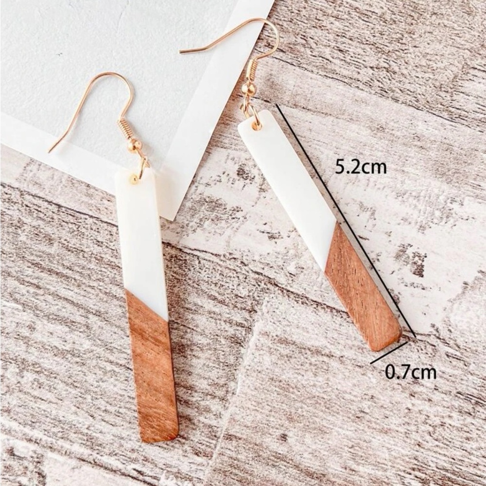 Two Tone Geometric Drop Earrings - Picture 3 of 7